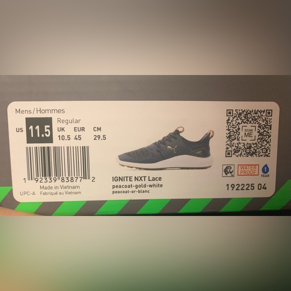Puma Ignite NXT Lace Peacoat-Gold-White Waterproof Spikeless Golf Shoe Men 11.5 - Picture 12 of 12